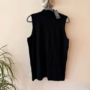 NWT Chico's Classic Black Sleeveless High Neck Tee Size 3